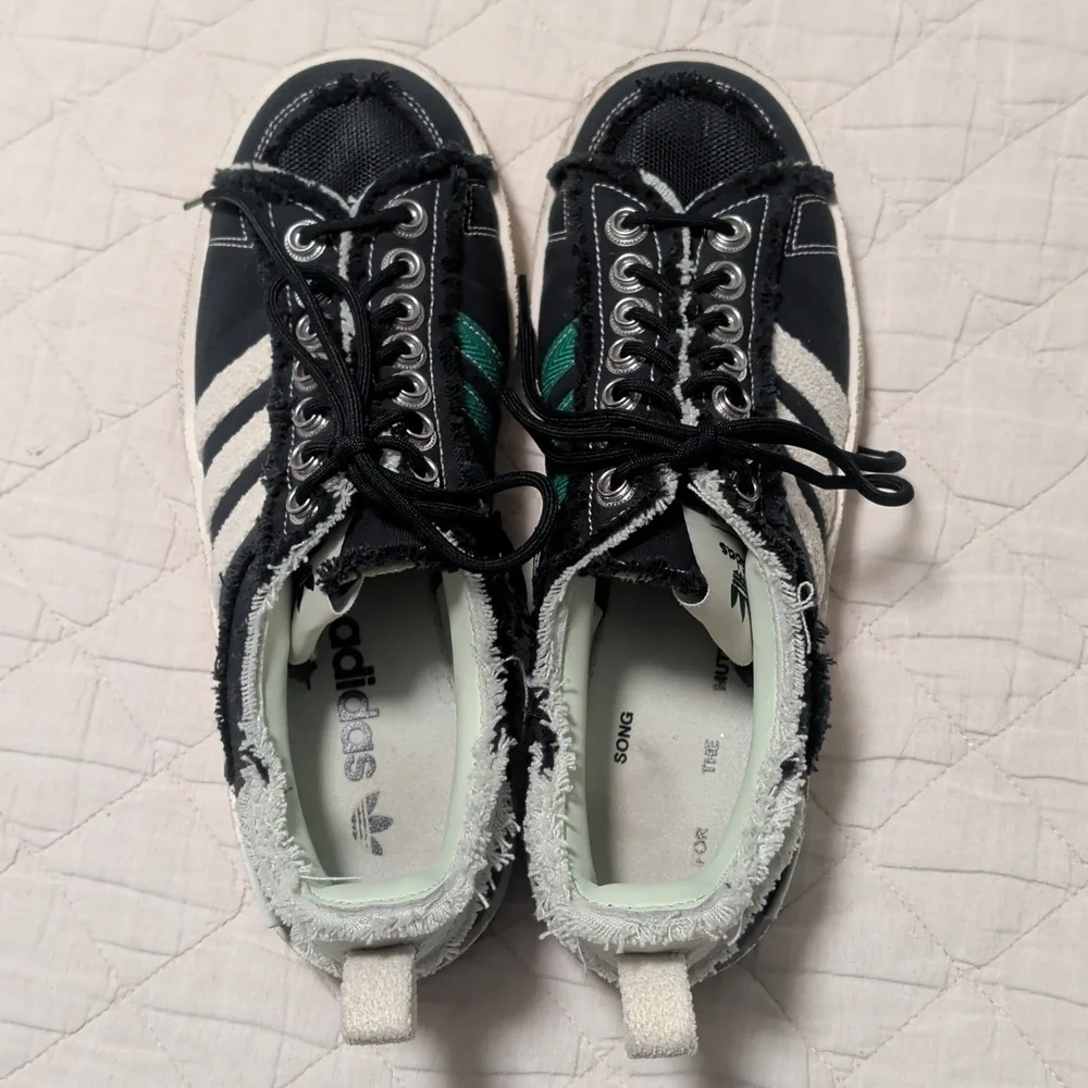 Adidas Campus 80s X S.F.T.M. Black Canvas Low-Top Sneakers with White Stripes